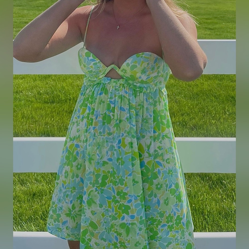 Green Floral print dress